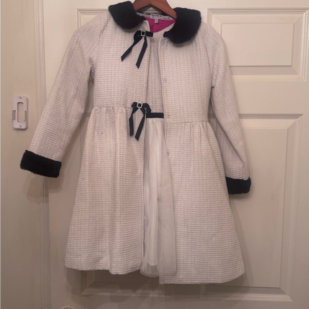 Blueberi Boulevard White Dress with Black Accents